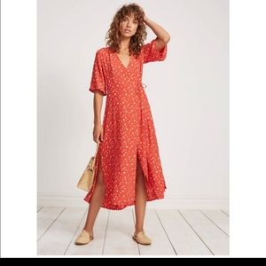 NWT Faithfull the Brand Red Floral Midi Dress